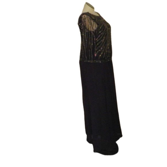 J Kara $ 315 Plus Size Sequined Overlay/Popover Gown Dress Plum Mulberry… - Picture 3 of 5